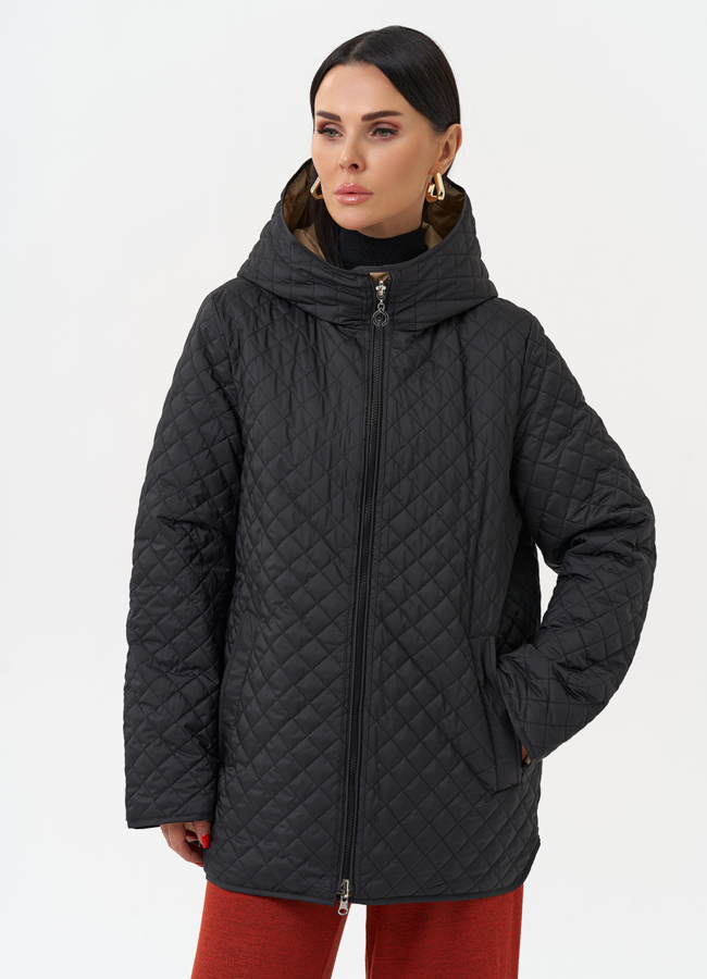 Женская двухсторонняя куртка с капюшоном модель № 30016 универмаг малина