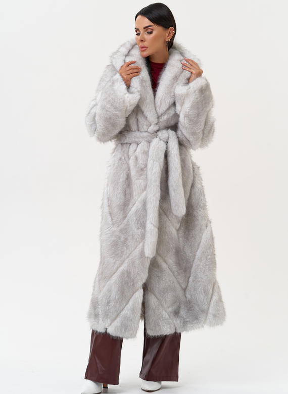 Длинная женская шуба из эко меха
