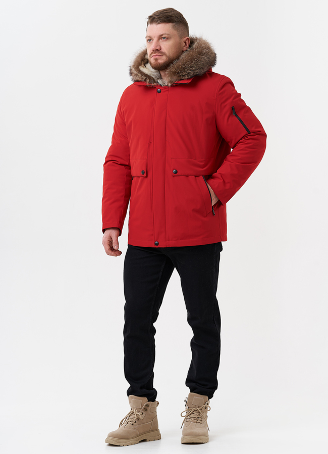 Парка мужская на мехе из волка модель № 29068 универмаг малина