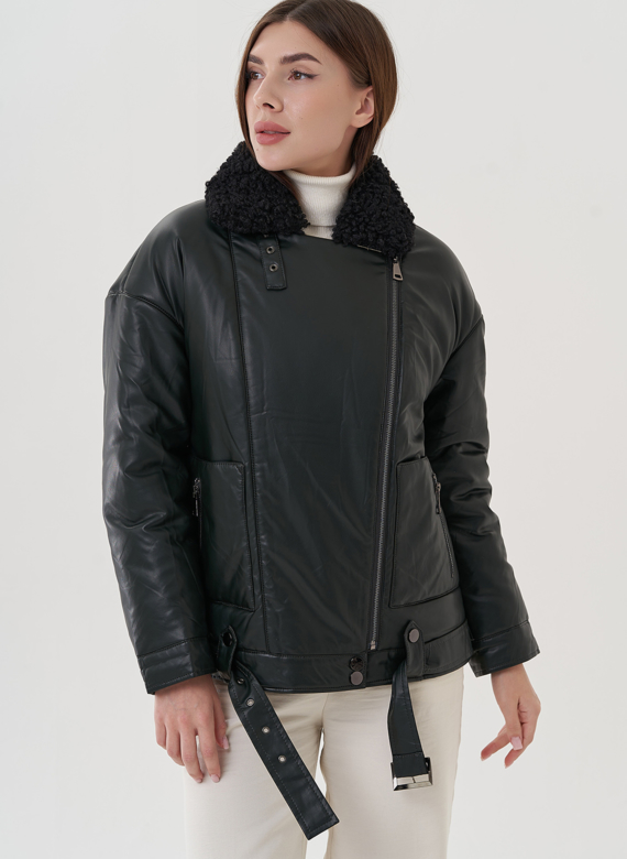 Косуха утепленная из экокожи с отделкой из экомеха