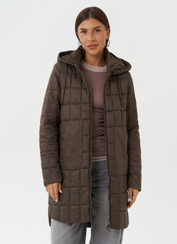 Стеганое пальто с капюшоном
