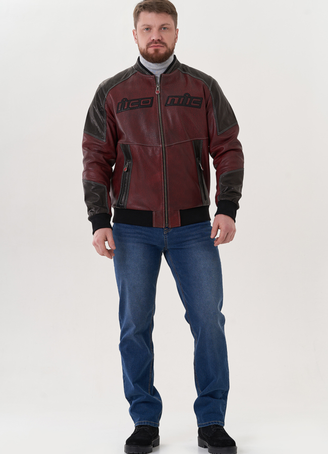 фото Мужская куртка мото из натуральной кожи модель № 26825