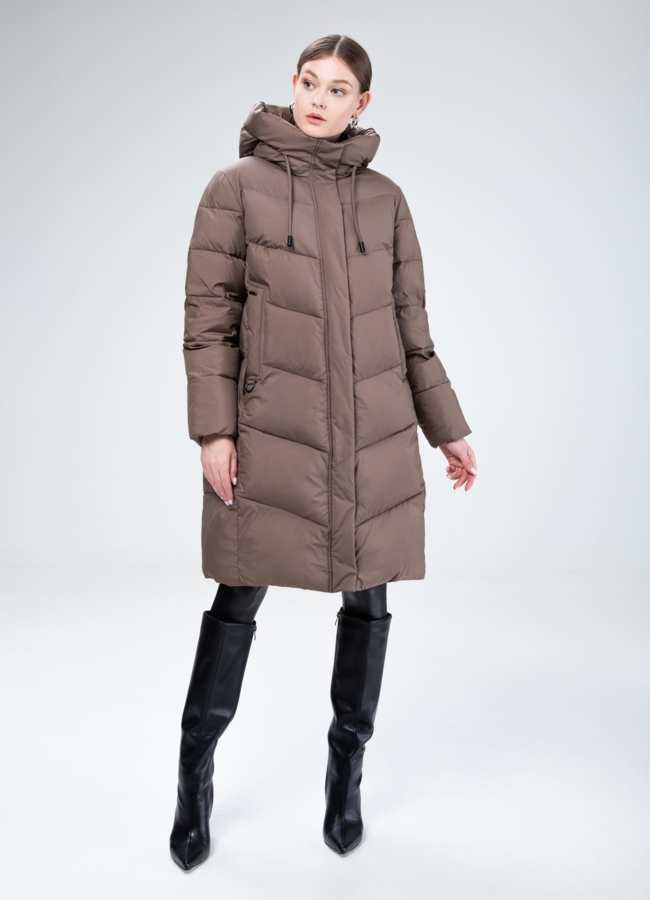 фото Женский пуховик с капюшоном  модель № 25807