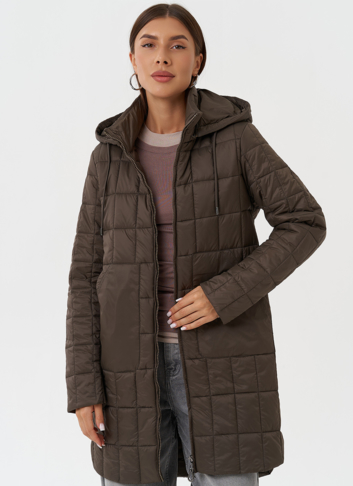 Стеганое пальто с капюшоном