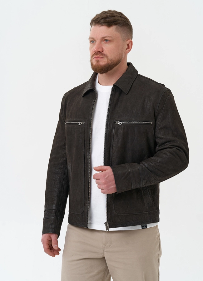Мужская куртка из натуральной кожи  модель № 30061 универмаг малина фото