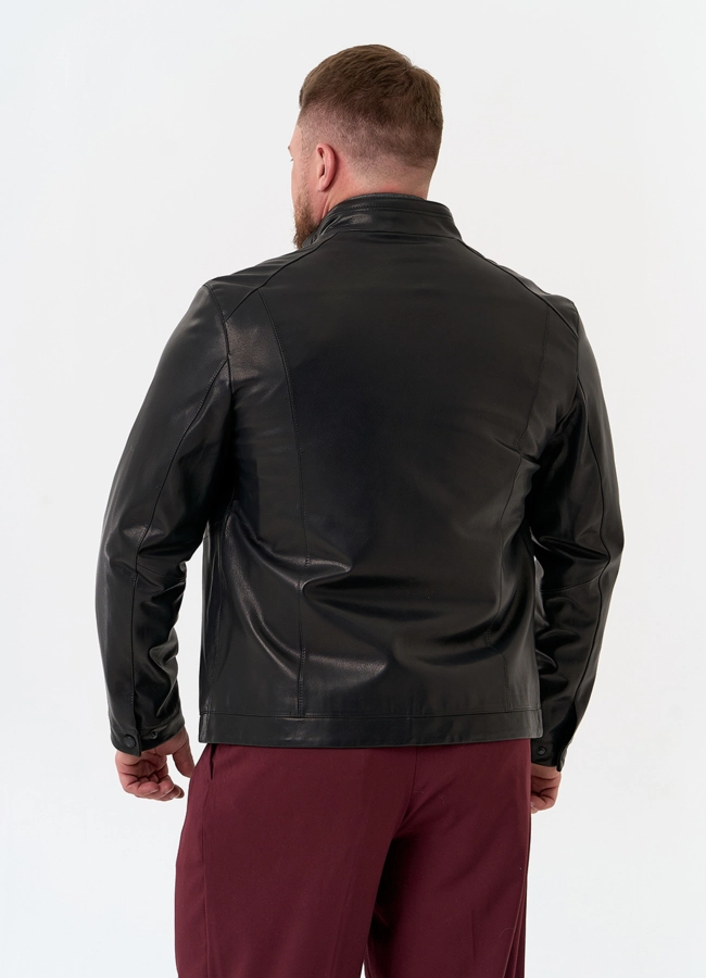 фото Мужская куртка из натуральной кожи черного цвета модель № 24366