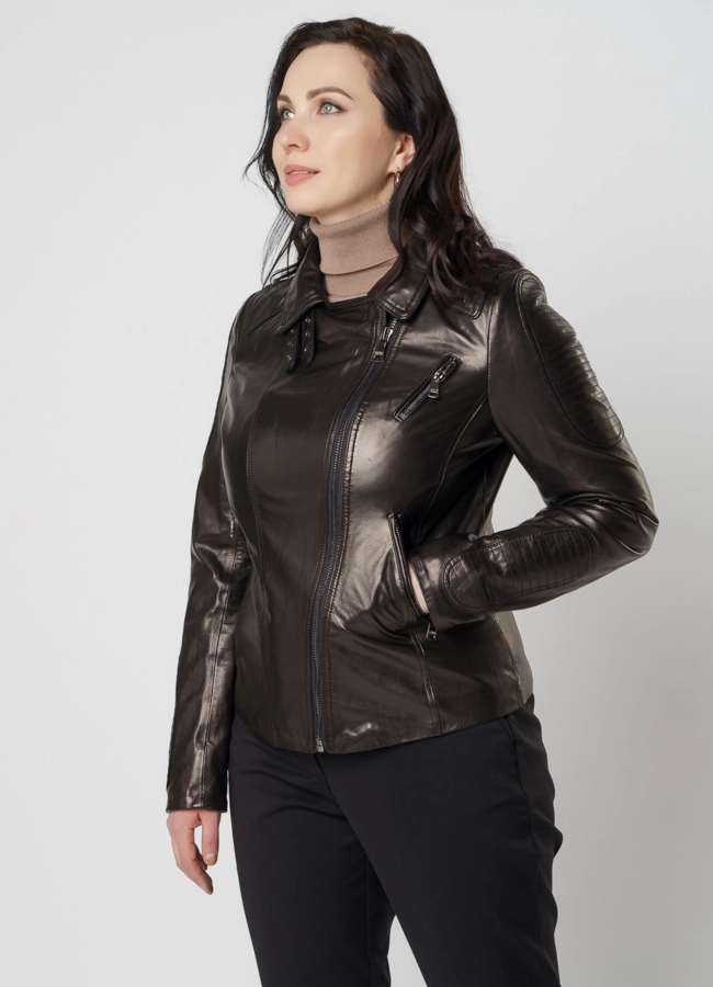 Кожаная куртка - косуха модель № 10634 универмаг малина