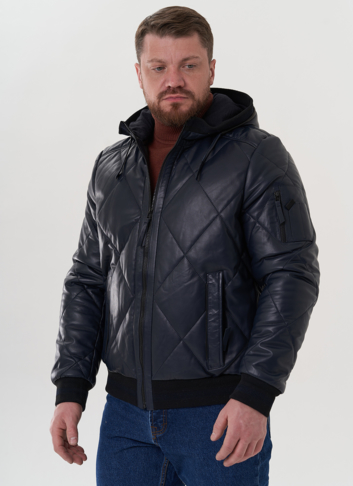 Куртка из натуральной кожи синего цвета