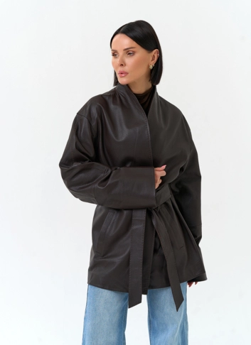 Женский жакет кимоно из натуральной кожи