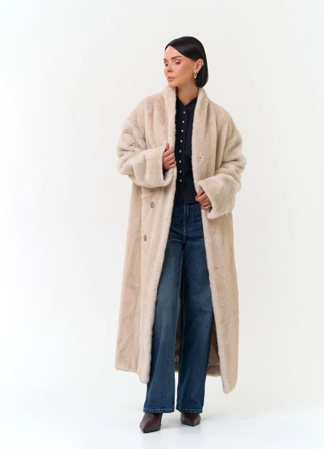 Женское пальто из эко меха модель № 33877 в кредит