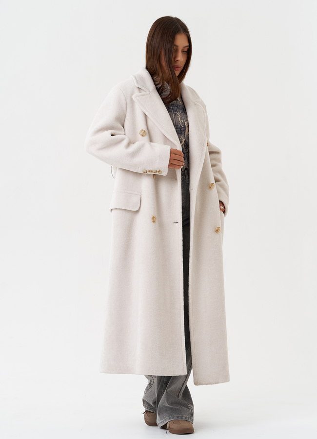 Длинное пальто из шерсти с английским воротником модель № 28537 универмаг малина