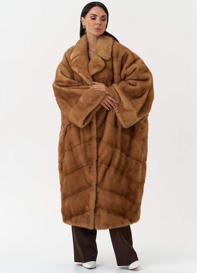Женская шуба из меха норки с английским воротником модель № 31861 универмаг малина