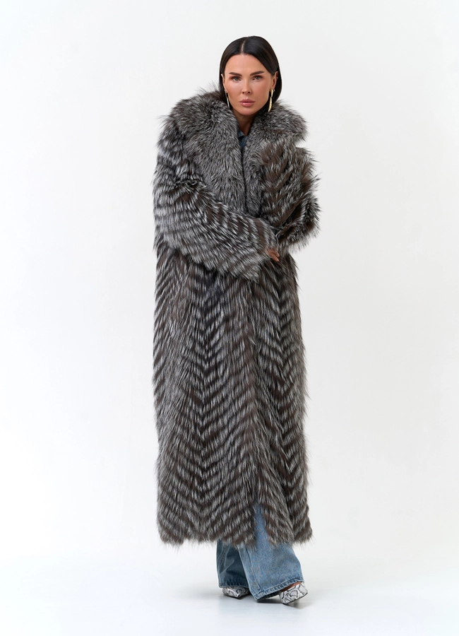Длинная шуба из чернобурой лисы модель № 34163 универмаг малина фото