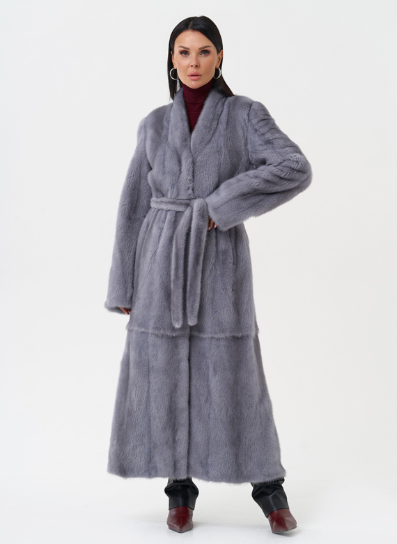 Длинная шуба из меха норки