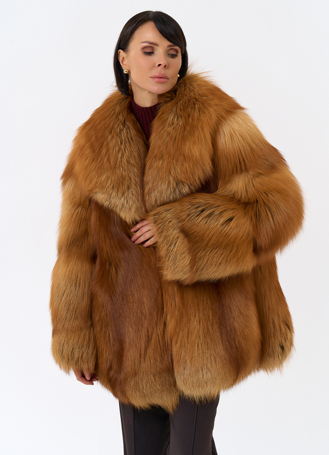 Шуба из рыжей лисы модель № 32010 универмаг малина