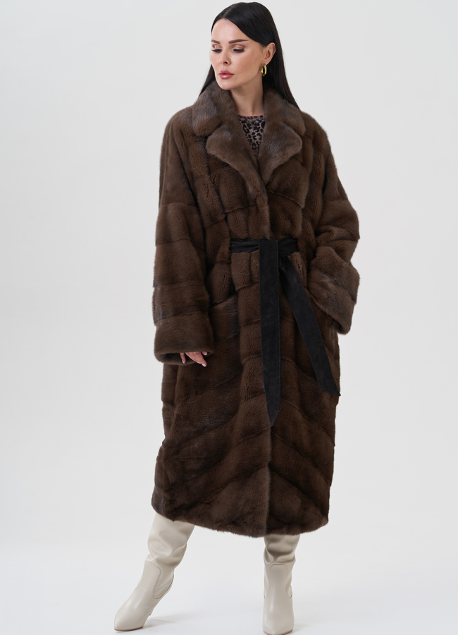 фото Норковая шуба с английским воротником  модель № 79697