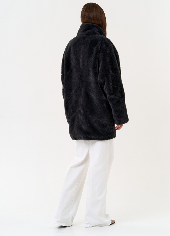 Женская шуба из эко меха с воротником стойкой модель № 31275 в кредит