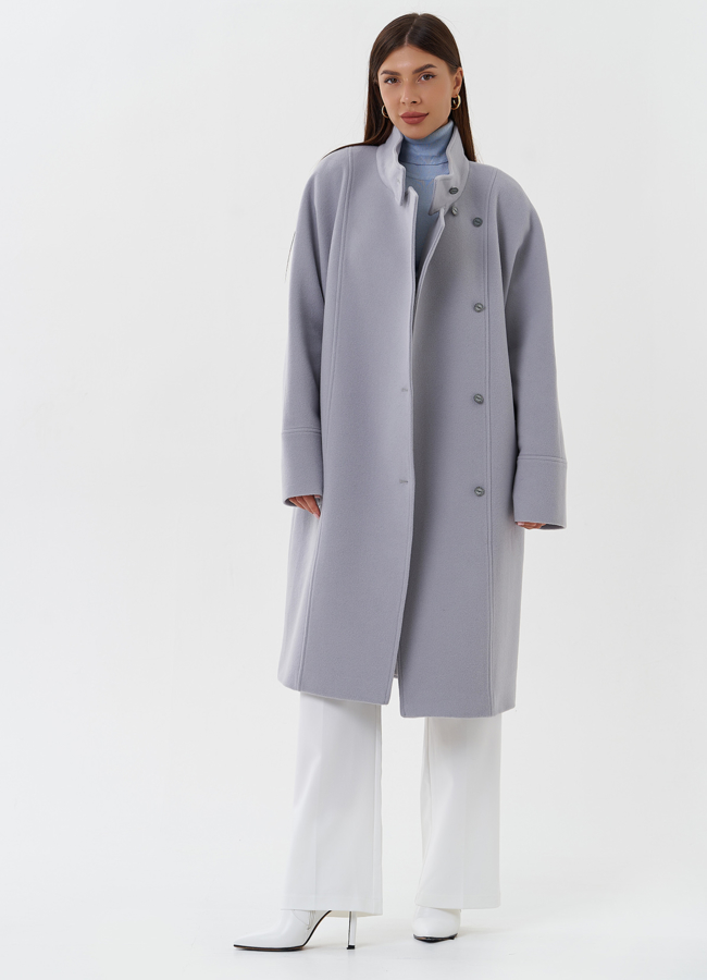Женское пальто серого цвета модель № 27672 в рассрочку
