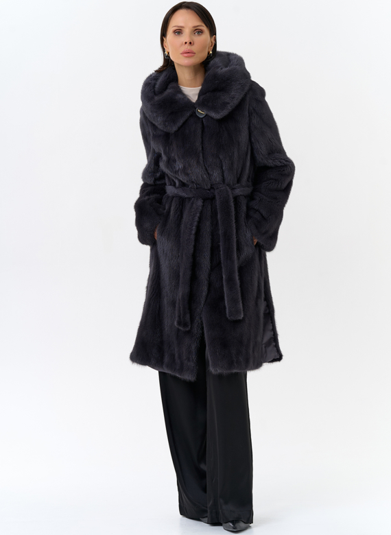 Норковая шуба с поясом